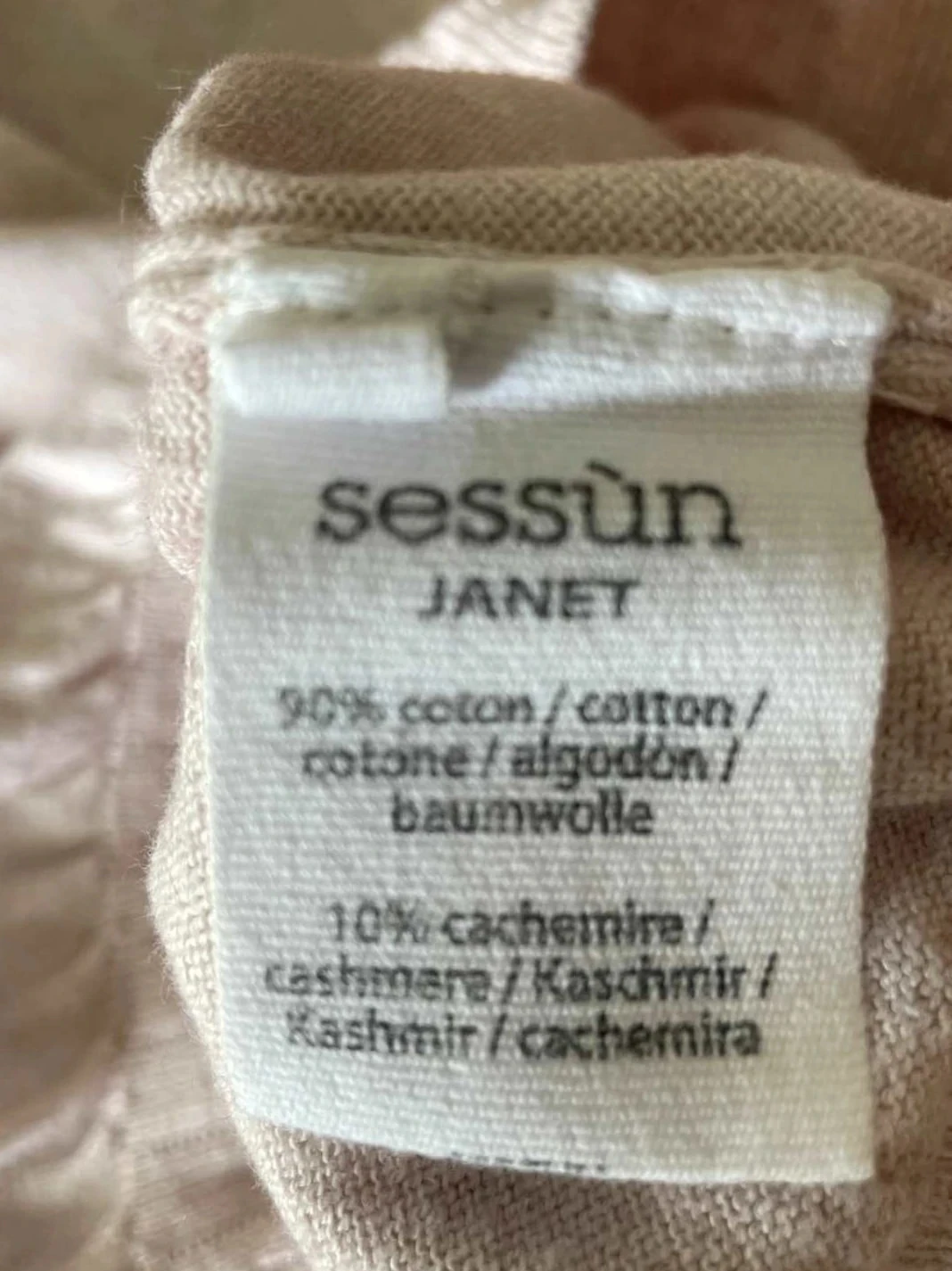 Jersey sin mangas Sessún Janet beige rosado de algodón cachemir talla M – photo 3